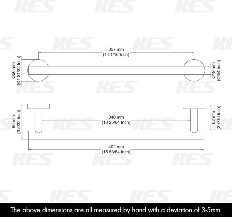KES  Стенен държач за кърпи за баня