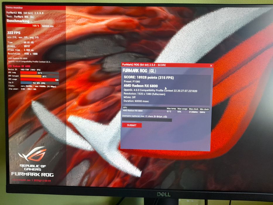 Placa video rx 6800 16gb asus tuf gaming