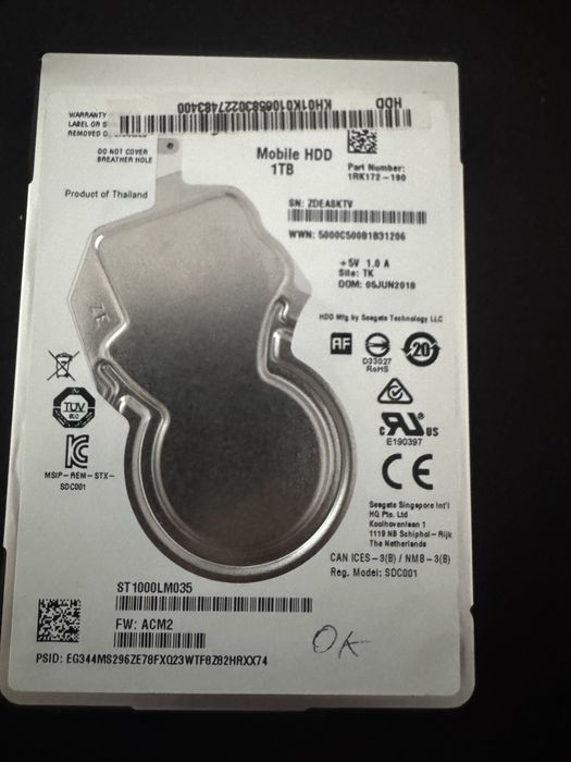 HDD Seagate Video 1TB - 2.5 inch (Laptop/Console/Extern)
