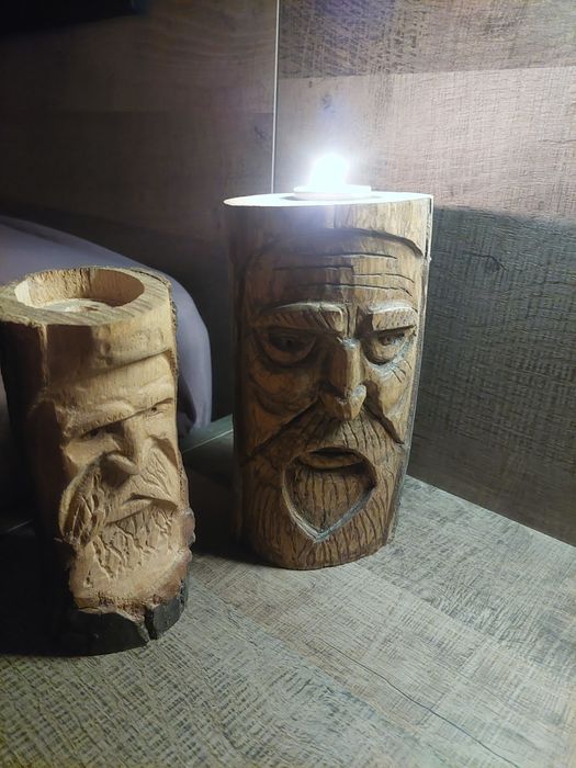 Дървен свещник handmade ръчна изработка