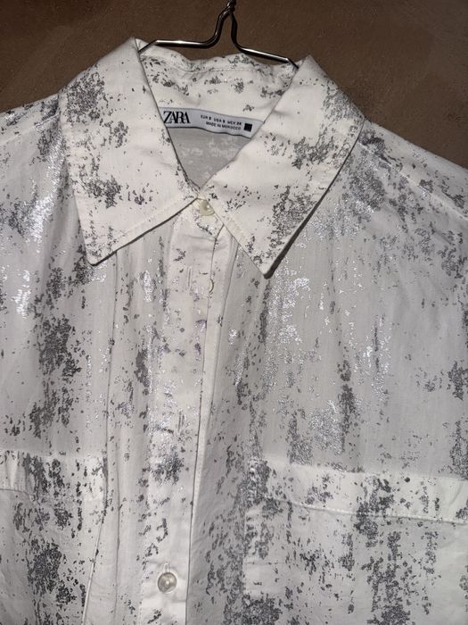 Бяла тиза със сребристо ZARA