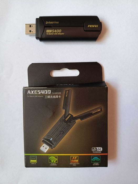 Adaptor Wireless FENVI AX5400 Wi-Fi 6E USB3.0 Tri-Band 2.4/5/6 GHz 5400 MB/s Laptop & PC Win10/11 Driver Free - NOU / SIGILAT