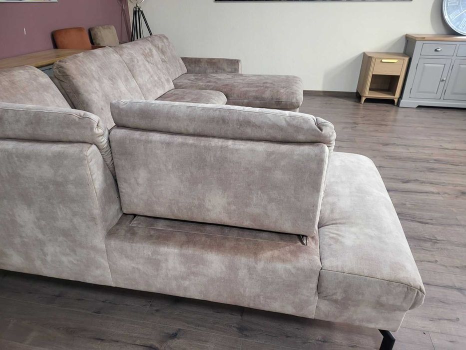 Светло кафяв/бежов П-образен ъглов диван от плат LS701521