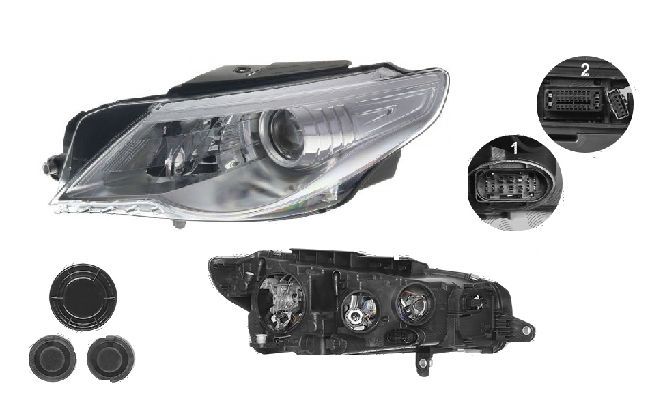 Far VW Passat Cc (357), 06.2008-02.2012, fata, stanga/dreapta, bi-xenon; cu lumini de curbe; D1S+H7+P21W+W5W; electric; fara unitate control; fara ballast; cu motor, DEPO