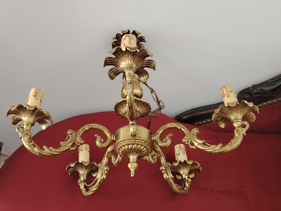 Superb candelabru antic in stilul francez Louis cu 5 brațe ,piesa cu o