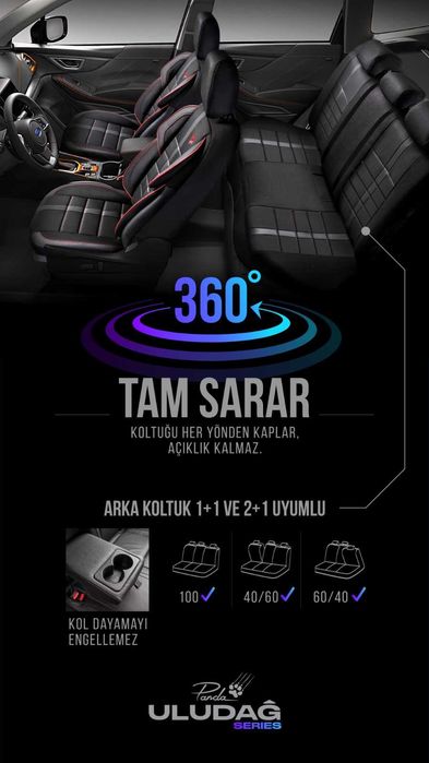 Set huse scaune auto universale PANDA lux PREMIUM