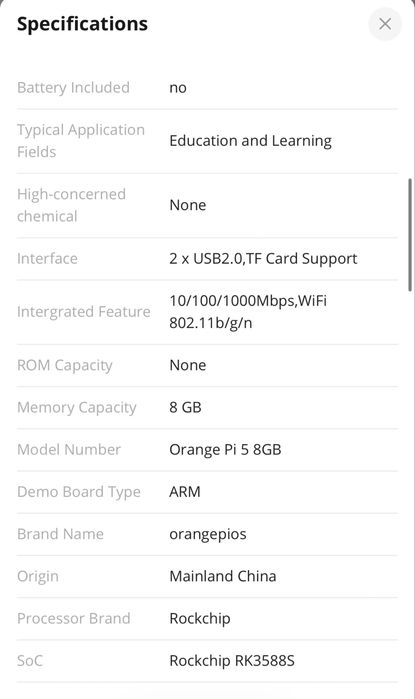 Mini computer Orange pi 5, 8GB RAM