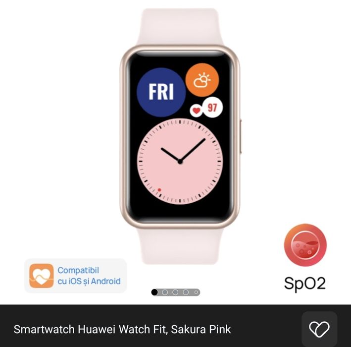 Ceas smartwatch Huawei Watch Fit, Sakura Pink