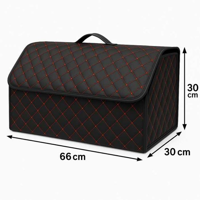 Кожен органайзер за багажник, с червен шев - Три размера