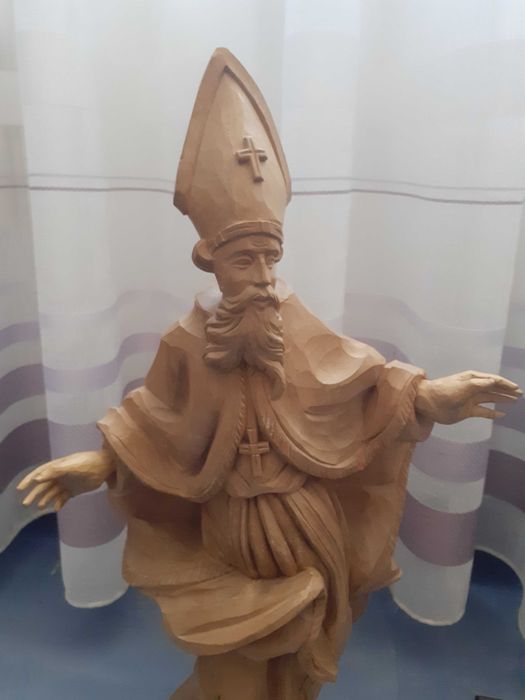 statueta lemn Sfantul Cristofor statueta religioasa lemn 53 cm