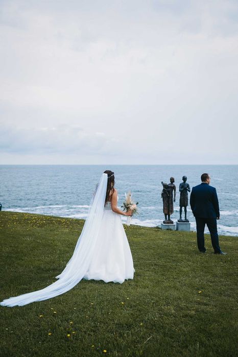 Дълъг бял воал булчински за сватба, фотосесия - 3 метра було