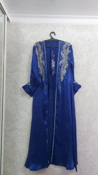 Синий накидка с поясом