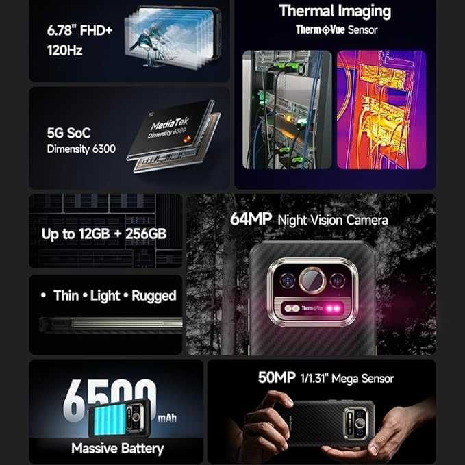 Ulefone Armor 25T Pro 5G 12GB RAM 256GB ROM,IP68 защита,Thermal камера