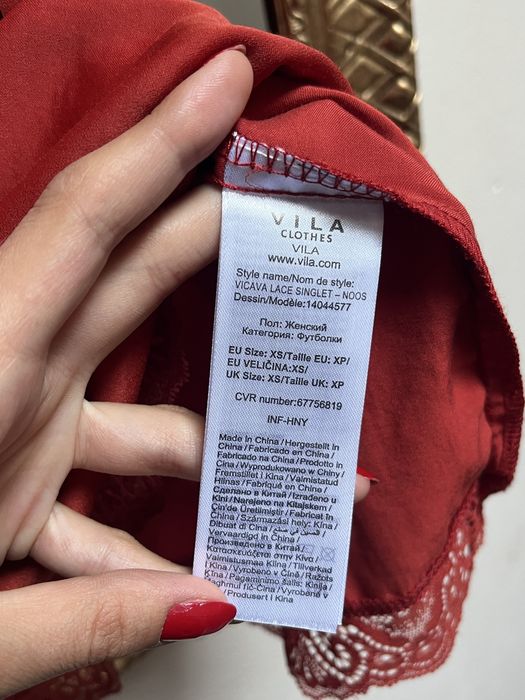 Maieu cu dantelă, Vila Clothing, oranj-roșu