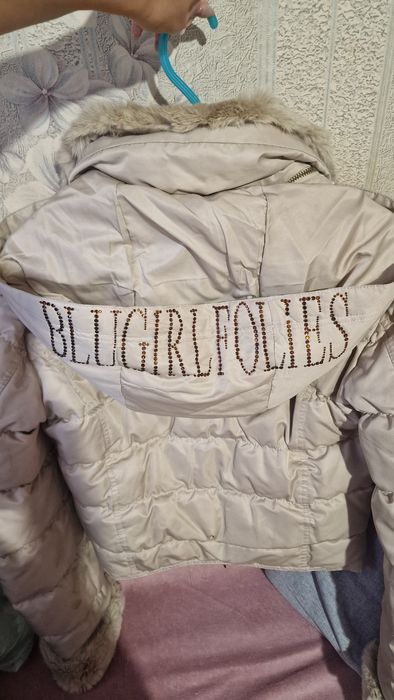 Късо дамско яке Blugirl с пух и яка от норка, размер С