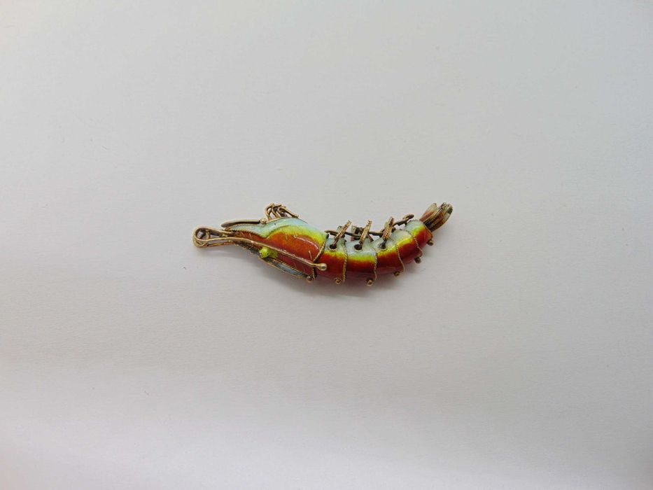 Pandantiv cutiuta crevete din argint aurit cu email, China