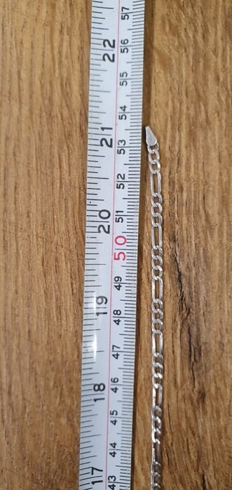 Lanț argint 925 model "figaro" de 53,5 cm și pandant cruce