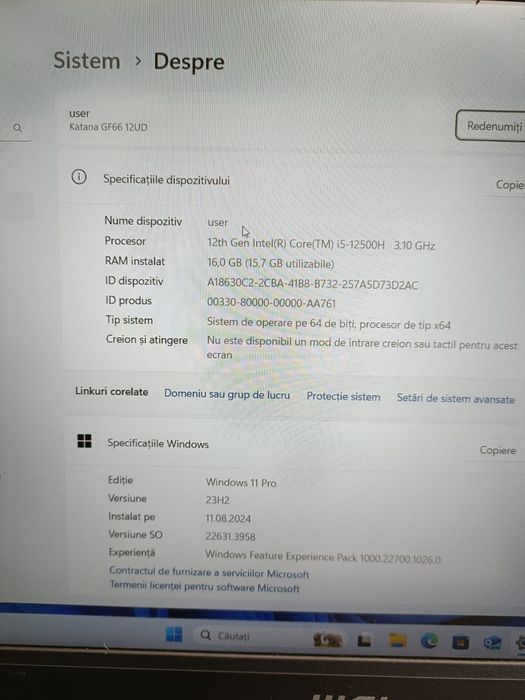 Laptop MSI Katana GF66 12UD Amanet BKG
