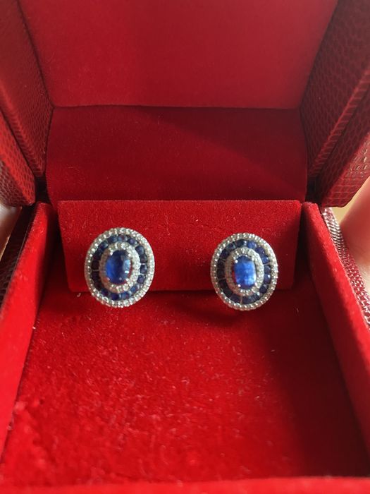 Cercei cu diamante si safire maria granacci cu garantie 1 an Cellini