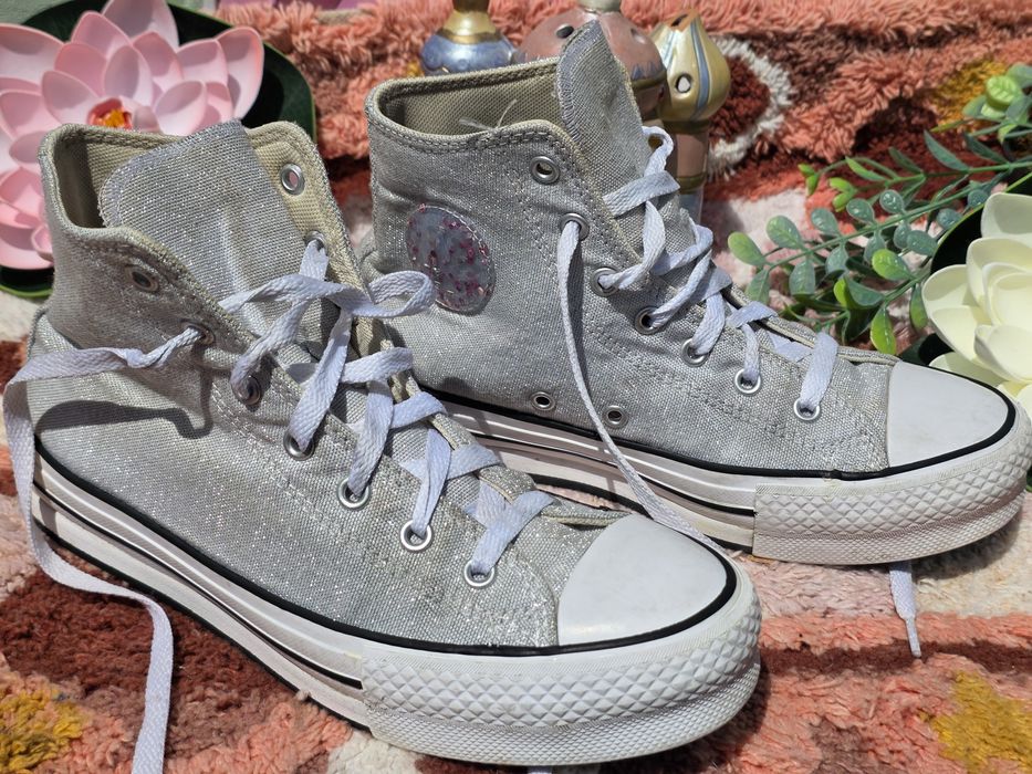 Converse сребристи високи кецове N37