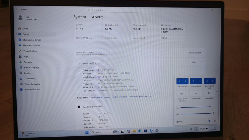 Laptop Hp EliteBook 660 16 G11, Ultra 5, 16Gb, SSd 512 Gb, 16"Fhd+