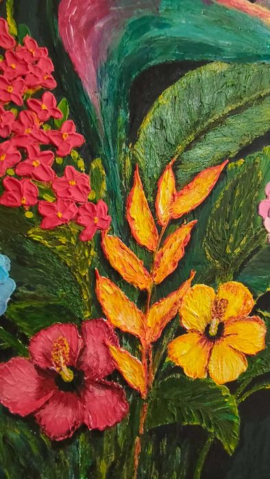 Tablou Strelitzia - Pasărea Paradisului,tehnica impasto