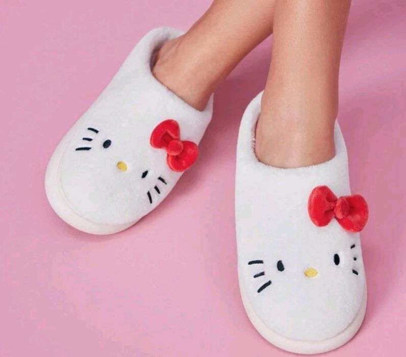 Papuci Hello kitty papuci de casă hello kitty pufoși cu fundite