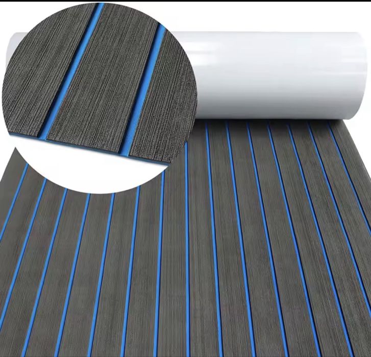 Mocheta Covoraș de punte din spumă EVA imitație de tec pentru barci podea marină din tec impermeabilă ponton maro și negru 240x45Cm