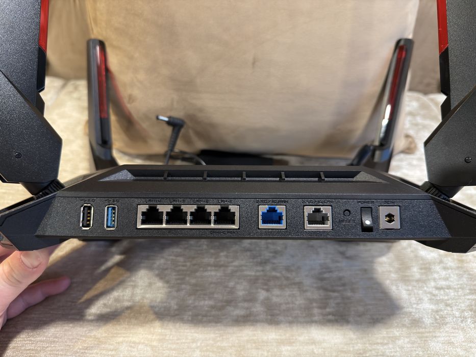 Router Wireless Gaming ASUS ROG Rapture GT-AX6000, Dual-Band, Wi-Fi 6, AiMesh, Triple-Level Game Acceleration, 4 antene Wi-Fi