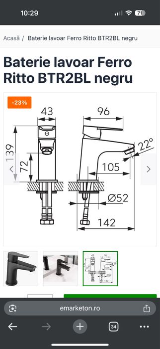Baterie lavoar Ferro Black