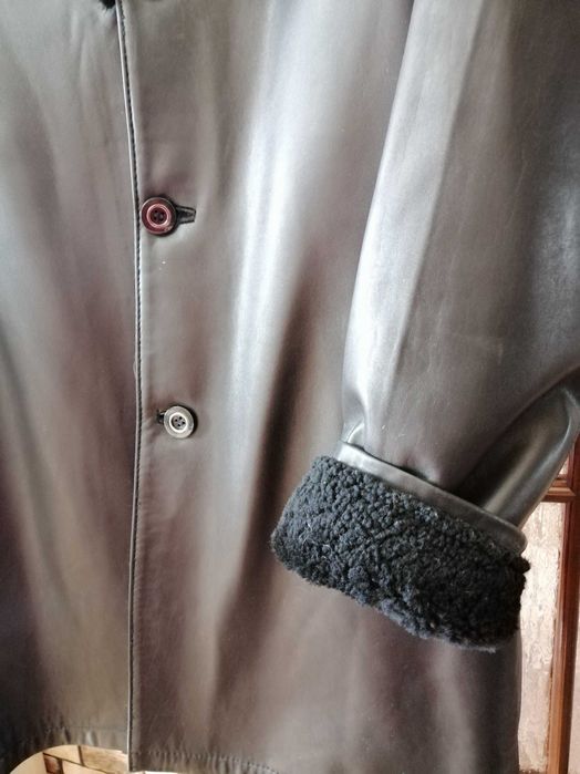 пальто зимнее кожаное мужское