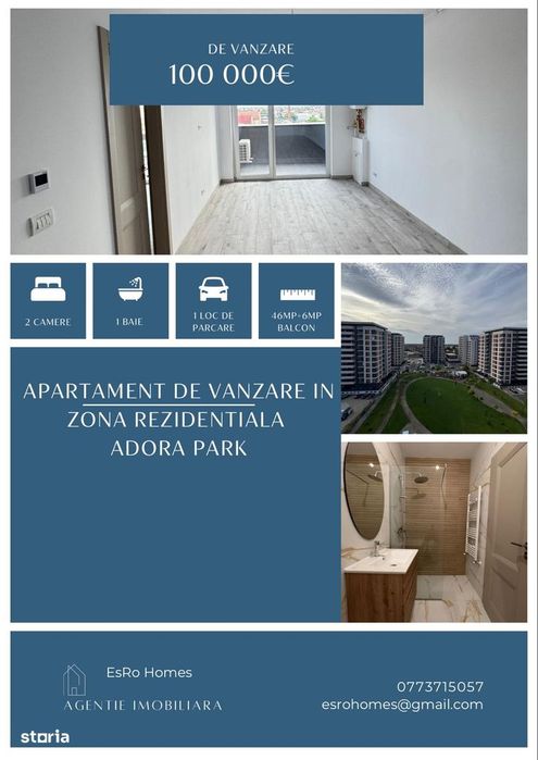 Apartament Nou de vanzare 2 camere Adora Park Arad — fotografia 1