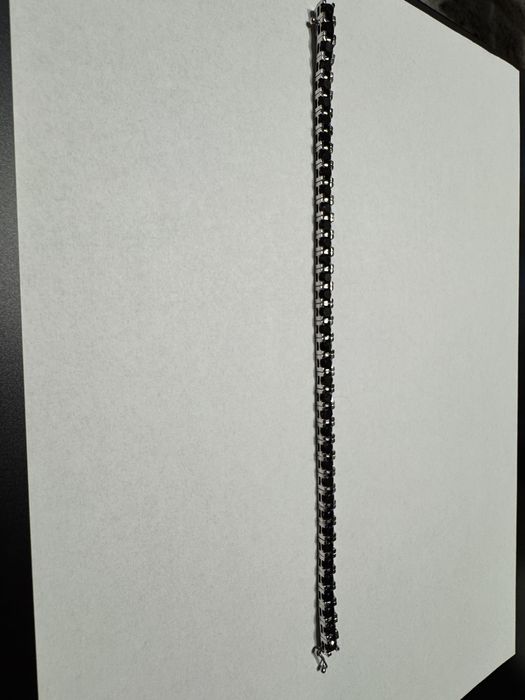 Brățară Tennis, unisex, din aur alb de 14K cu diamante negre naturale de 17 carate