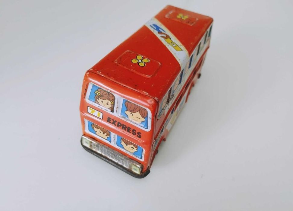 Jucarie veche tabla autobuz cu etaj Leyland London,  MF 291 CN, 1/24 .
