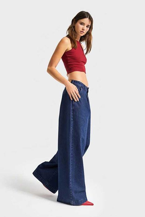 Женские синие джинсы Palazzo с низкой посадкой