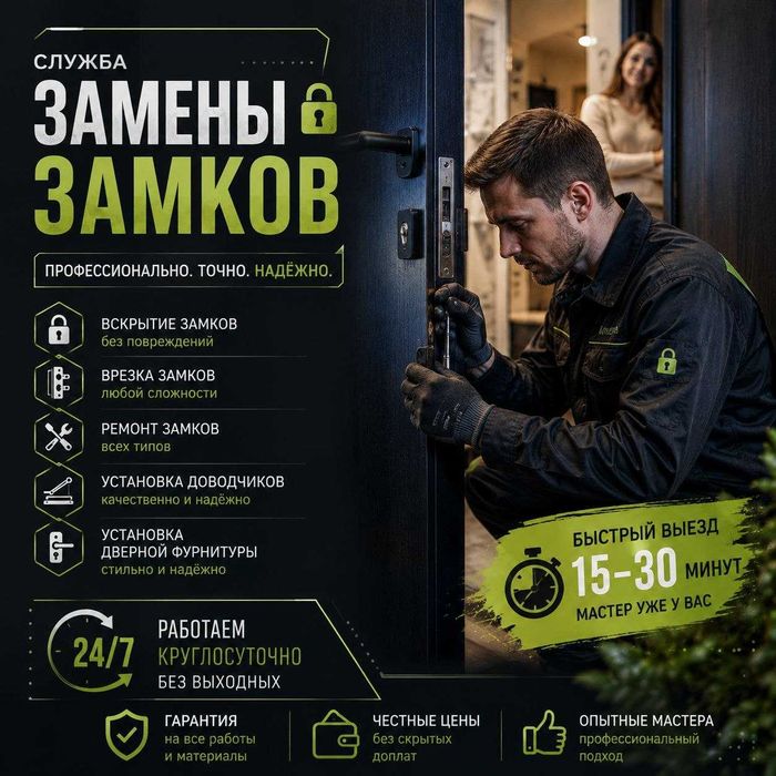 Замена замков-вскрытие дверей-открыть/установка новых замков, ремонт