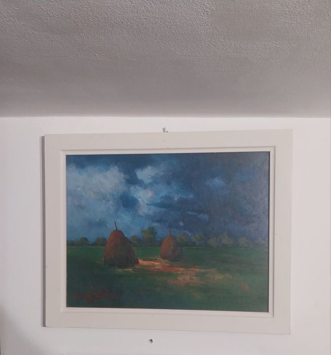 Pictură „Furtună”,  pictură veche, ulei pe placaj, sub influența Școlii de la Baia Mare
