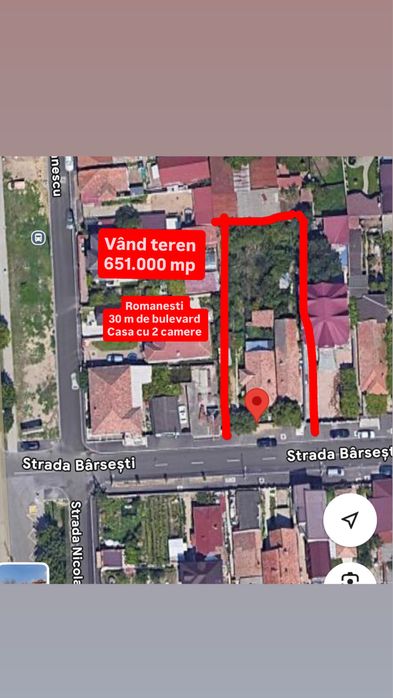 Vand teren 651 mp cu constructie in cartier romanesti