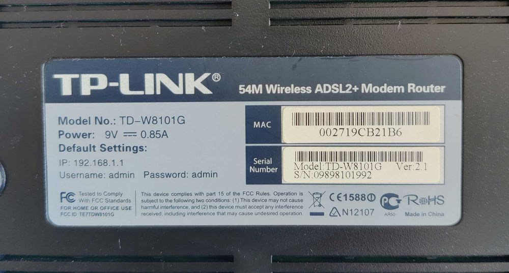 Продам модем TP-LINK TD-W8101G