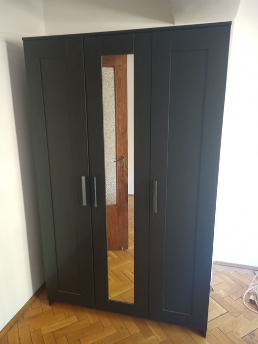 Dulap cu 3 uși, negru, 117x50x190 cm