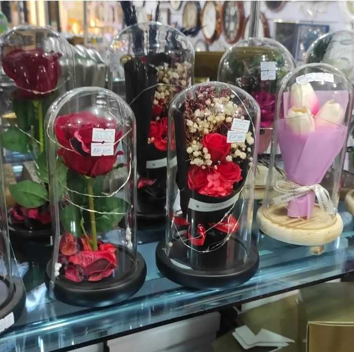 Роза в колбе с подсветкой