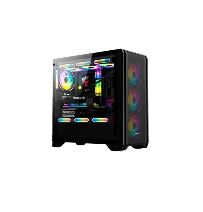 { Корпус Huntkey GX750A Predator Black с 3 RGB вентиляторами