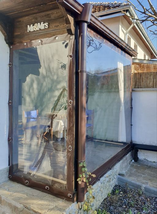 Ветроупорни завеси PVC винил кристал найлони тенти беседки шатри навеси сенници