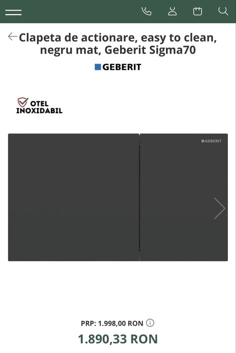 Clapeta de actionare rezervoare incastrate