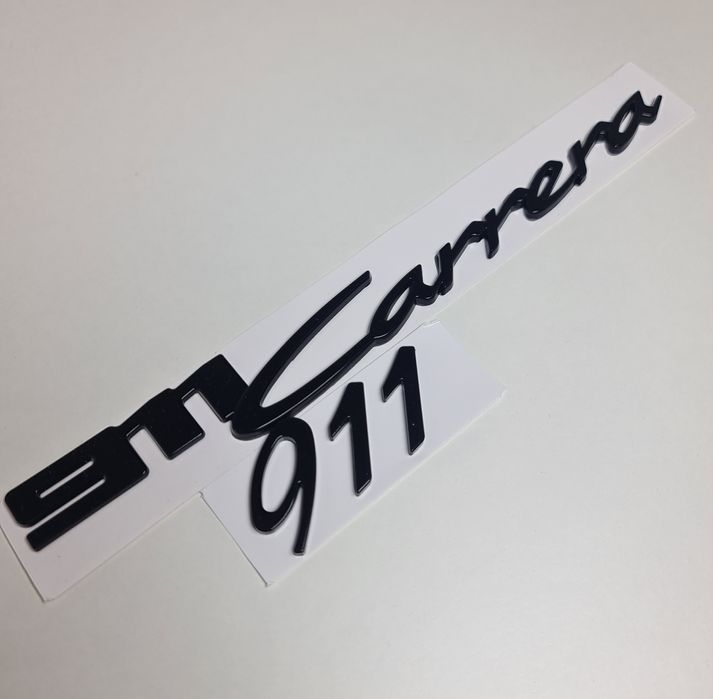 Emblema-Scris-Porsche-911-Carrera-Macan-Cayenne-Panamera-Negru-Lucios