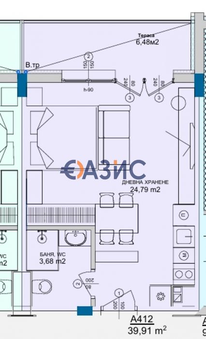 Студио на 4-ти етаж, комплекс Доменико, Свети Влас, България - 46,47 кв. м.,#34050240