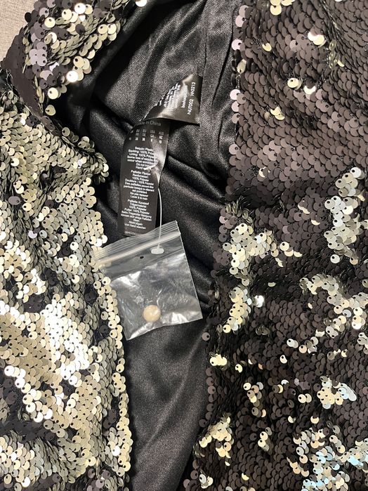 Нови дълга рокля с пайети и гол гръб, плисирана синя рокля Mango