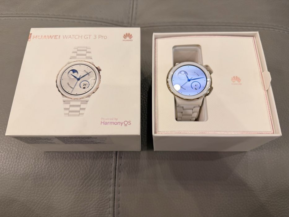 Huawei Watch GT 3 Pro ,43 mm. , Gold Bazel White Ceramic Case