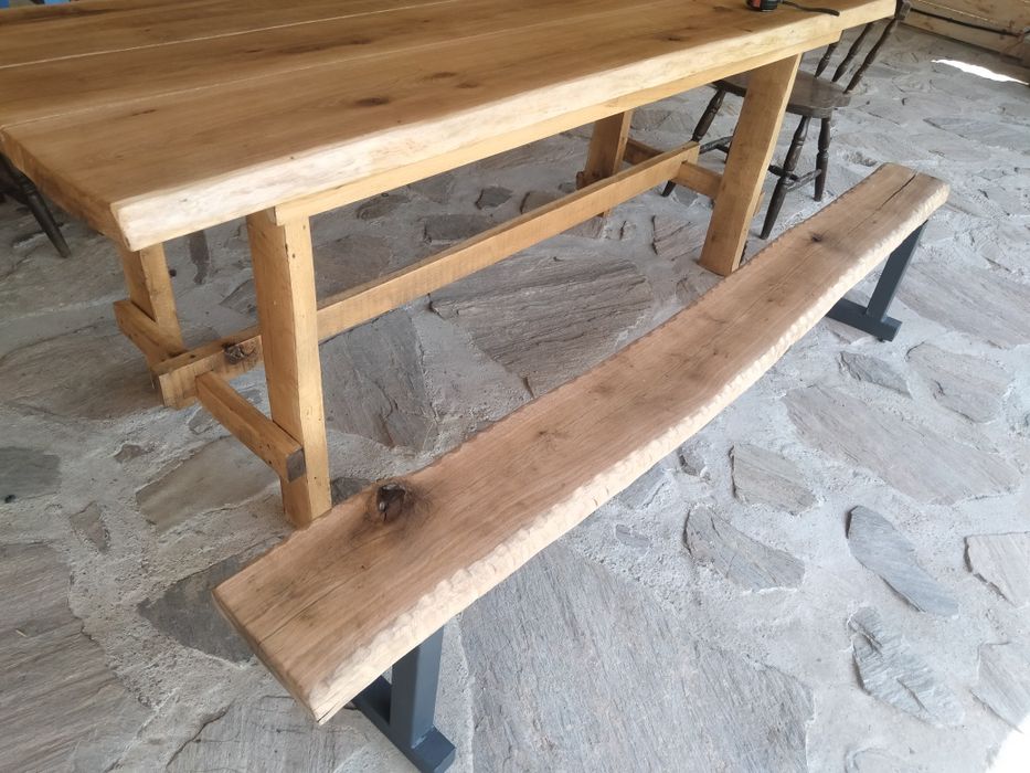 Banca stejar cu picioare de fier