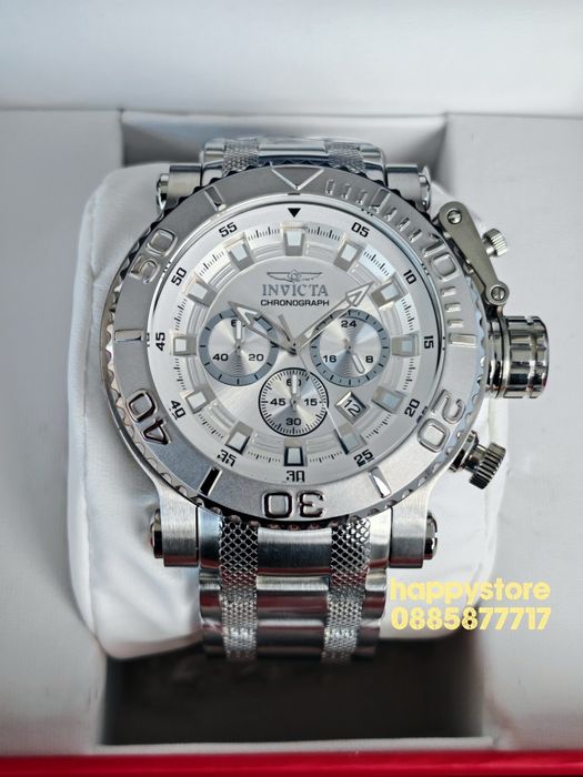 INVICTA Chrono Full metal Silver 52 mm, Инвикта нов ръчен часовник